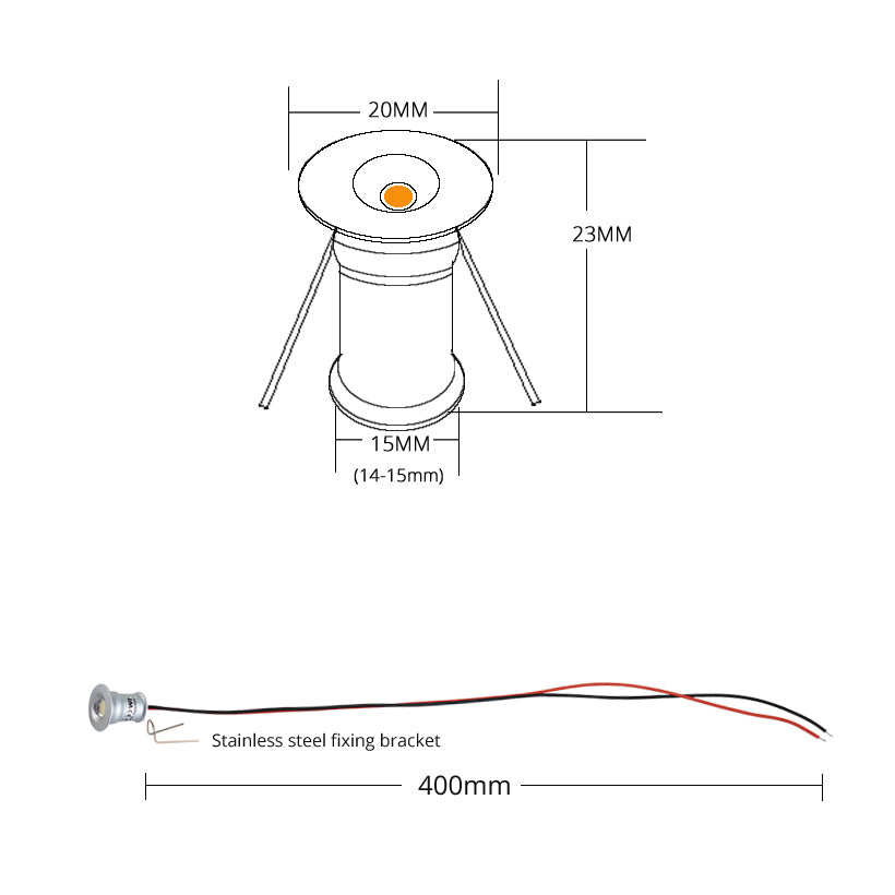 LRLEDS IP65 Waterproof 1W Mini LED Spotlight - Small Recessed Outdoor Soffit Light, Silver Finish (DC 12V)