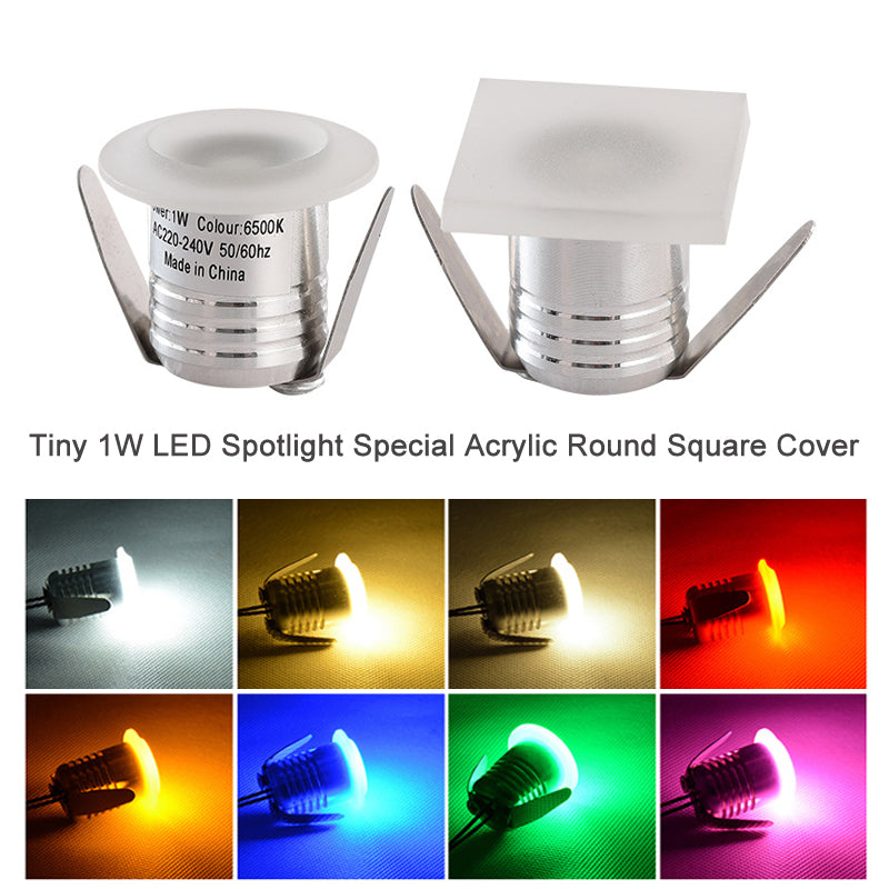 LRLEDS Acrylic Milky-Diffused 1W LED Mini Spot - Professional Recessed Cabinet Lighting (Soft Glow)