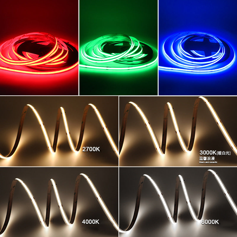 LRLEDS Professional 12V COB LED Strip Light - Dotless High-Density Linear Lighting, High CRI >90 (5m Roll)
