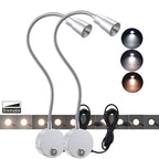 2-Pack 5V USB Dimmable LED Wall Lamp - Eye-Safe Reading Light (3CCT, Silver)