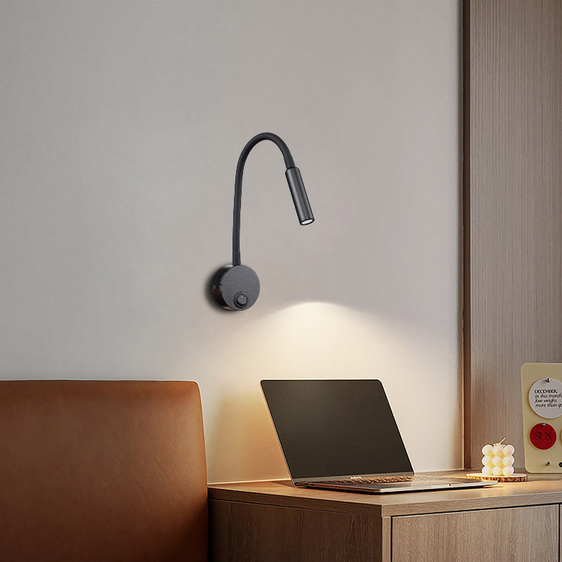 LRLEDS Nordic Minimalist Bedside Reading Lamp - 3W Focused LED, Black (Plug-in Easy Install)