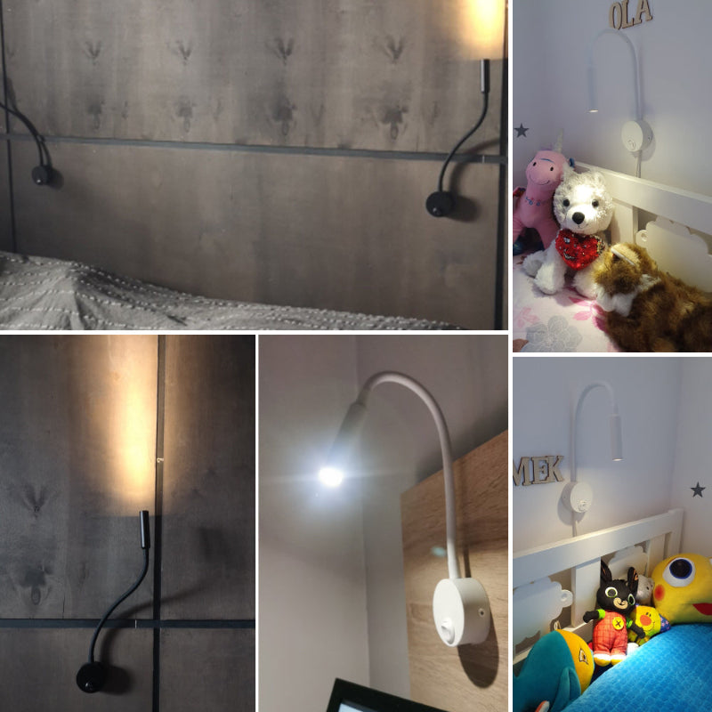 LRLEDS Modern Hotel-Style Bedside Wall Lamp - 3W Matte Black Focused Spotlight, Professional Hardwired Design