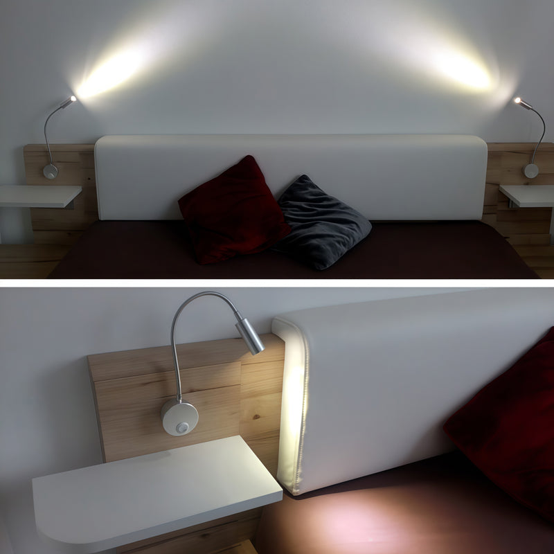 LRLEDS Nordic Adjustable LED Wall Sconce - 3W Focused Reading & Art Spotlight, Matte Silver Finish (Hardwired)