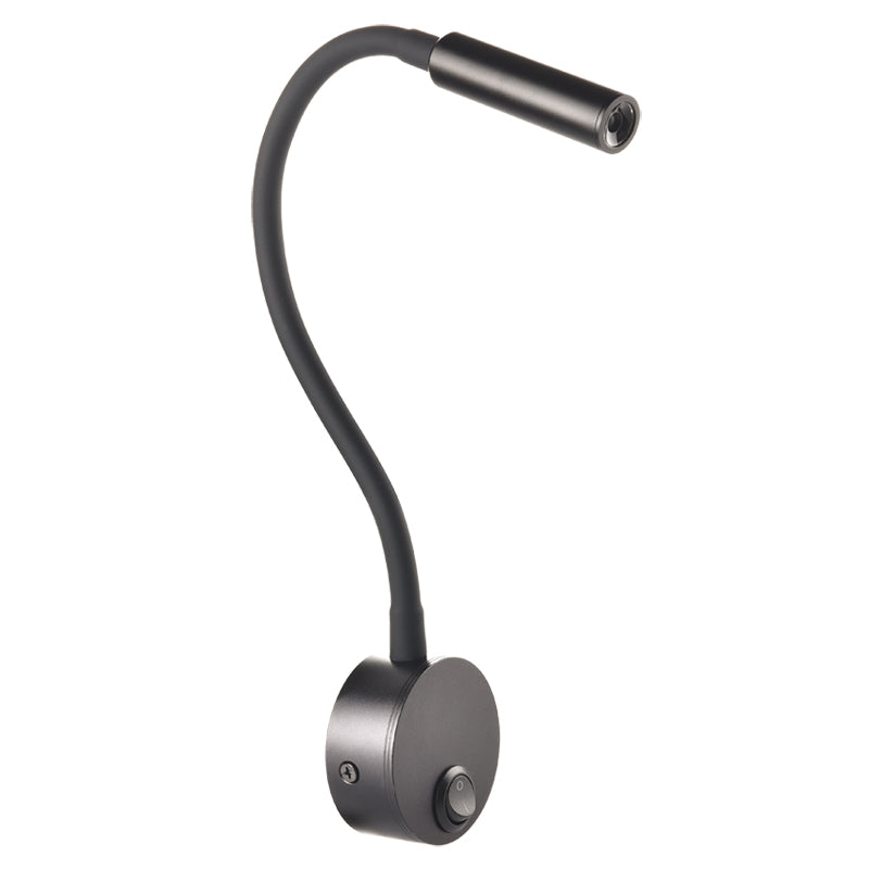 LRLEDS Modern Hotel-Style Bedside Wall Lamp - 3W Matte Black Focused Spotlight, Professional Hardwired Design