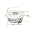 LRLEDS Adjustable 3W COB LED Mini Spotlight - Tilting Recessed Downlight for Cabinets & Display, White (40-45mm Cutout)