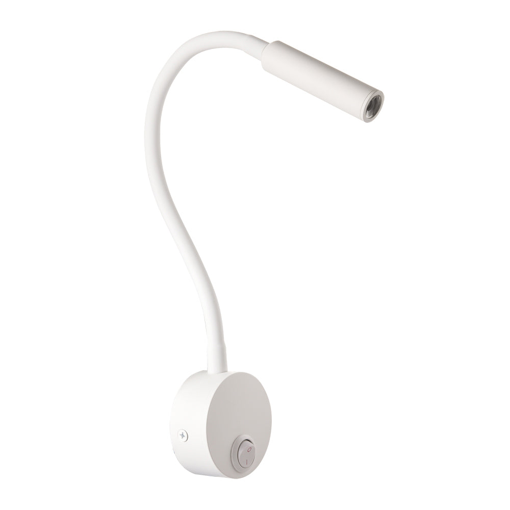 LRLEDS Architectural Bedside Reading Lamp - 3W Focused LED, White (Professional Hardwired Installation)